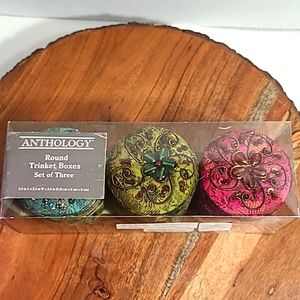Anthology Round Trinket Boxes,Set of 3,Made in India